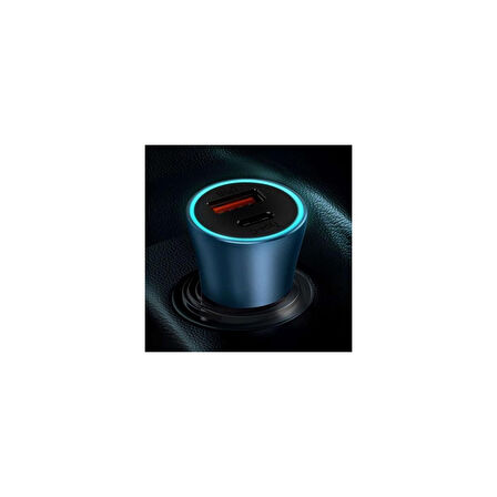 Baseus LED Işıklı Ultra Hızlı Dual Pd U+C 40W Araç Şarjı Araç Çakmaklık Şarjı Typc-E+Usb Girişli