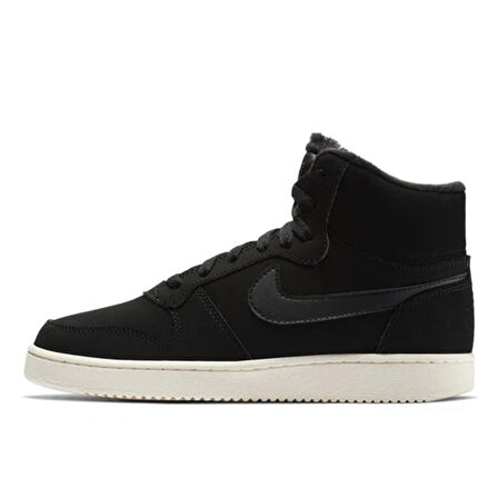 Nike Ebernon Mid Leather Womens Sneaker Black Hakiki Deri Kadın Spor Ayakkabı Siyah