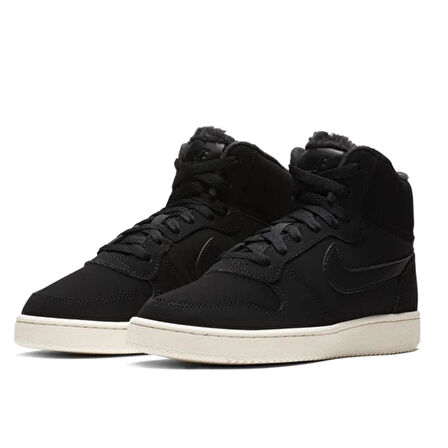 Nike Ebernon Mid Leather Womens Sneaker Black Hakiki Deri Kadın Spor Ayakkabı Siyah