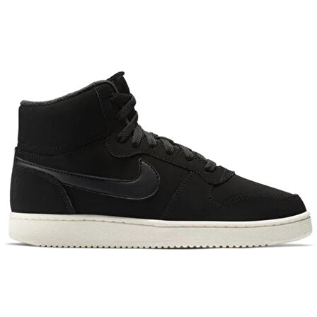 Nike Ebernon Mid Leather Womens Sneaker Black Hakiki Deri Kadın Spor Ayakkabı Siyah