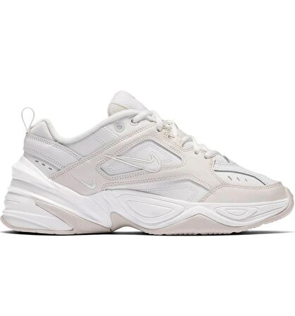 Nike M2K Tekno Leather Unisex Sneaker Hakiki Deri Spor Ayakkabı Kırık Beyaz Yükseklik 4cm