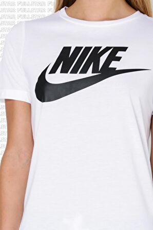 Nike Futura White Tee Dökümlü Hafif Parlak Modal Örme Solmaya Dayanıklı Unisex Beyaz Tişört