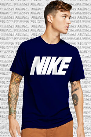 Nike Italic Graphic Logo Erkek Lacivert Bisiklet Yaka Kısa Kollu Tişört