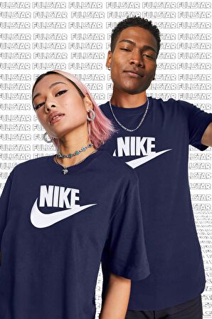 Nike Sportswear Futura Swoosh Logo Tee T Shirt Unisex Baskılı Tişört Lacivert