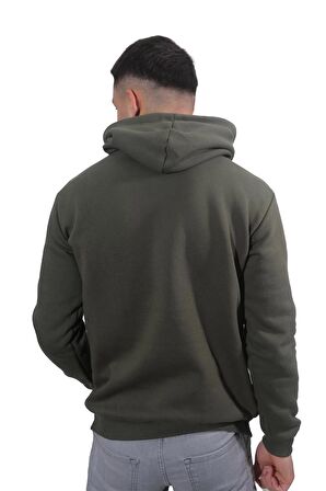 Erkek Vıntage Haki Kapüşonlu Sweatshirt-219