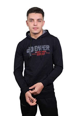 Erkek Power Lacivert Kapüşonlu Sweatshirt -2805