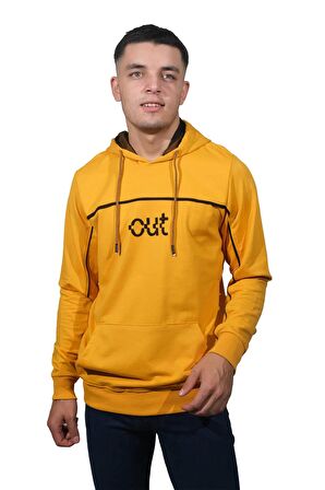 Erkek Kapüşonlu Out Sarı Sweatshirt-251