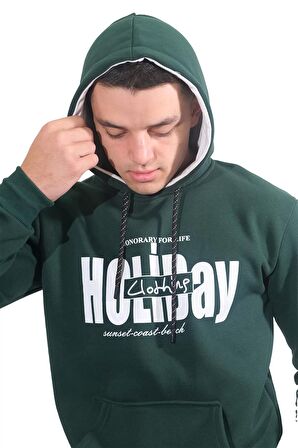 Erkek Holiday Yeşil Kapüşonlu Sweatshirt-232