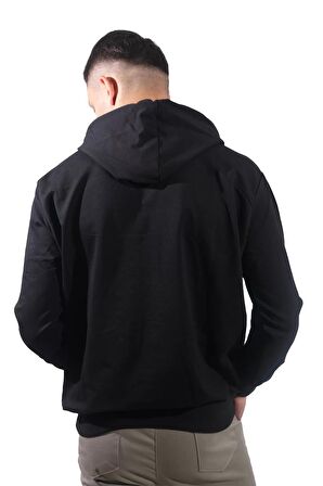 Erkek Open Kanguru Siyah Kapüşonlu Sweatshirt-801