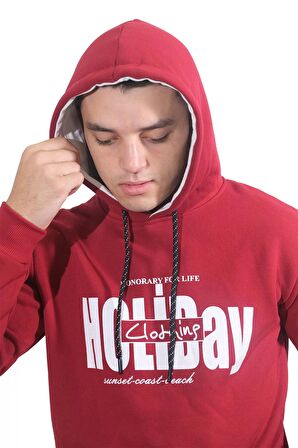 Erkek Holiday Bordo Kapüşonlu Sweatshirt-239