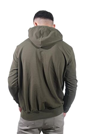 Erkek Exıt Kanguru Haki Kapüşonlu Sweatshirt-902