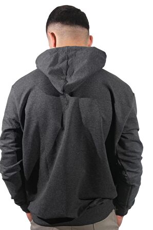 Erkek Open Kanguru Füme Kapüşonlu Sweatshirt-804