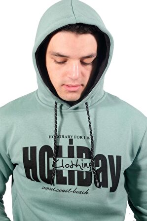 Erkek Holiday Mint Kapüşonlu Sweatshirt-233