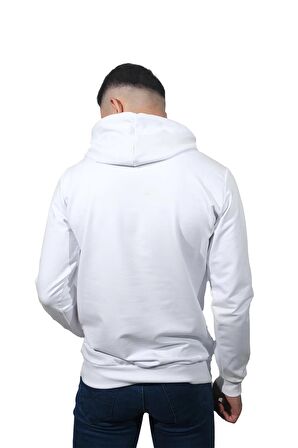 Erkek Orıgınal Beyaz Kapüşonlu Sweatshirt-209