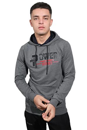 Erkek Power Füme Kapüşonlu Sweatshirt -2804