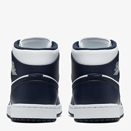 Nike Air Jordan 1 MİD Erkek Sneaker Hakiki Deri Bilekli Spor Ayakkabı Beyaz Lacivert