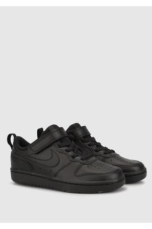 Nike Court Borough Low 2 Leather Sneaker Hakiki Deri Lastik ipli Bantlı Unisex Spor Ayakkabı Siyah