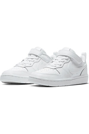 Nike Court Borough Low 2 Leather Sneaker Hakiki Deri Lastik ipli Bantlı Unisex Spor Ayakkabı Beyaz