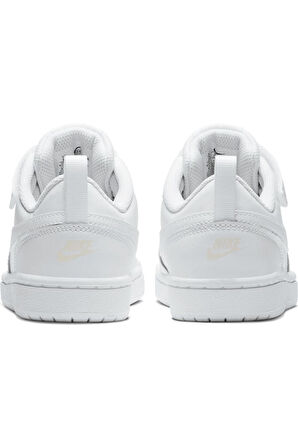 Nike Court Borough Low 2 Leather Sneaker Hakiki Deri Lastik ipli Bantlı Unisex Spor Ayakkabı Beyaz