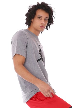 Nike Air Jordan Jumpan Short-Sleeve Crew Grafik Baskılı Erkek Günlük Tişört Gri Siyah