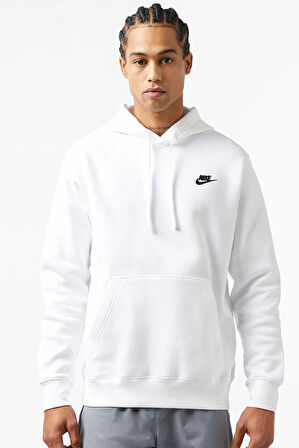 Nike Sportswear Hoodie Fleece Unisex White Şardonlu Kapüşonlu Sweatshirt Beyaz