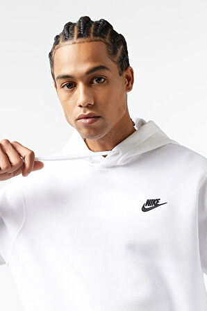 Nike Sportswear Hoodie Fleece Unisex White Şardonlu Kapüşonlu Sweatshirt Beyaz