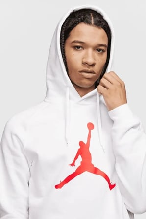 Nike Mens Jordan Jumpman Logo Hoodie Erkek Şardonlu Kapüşonlu Sweatshirt Beyaz