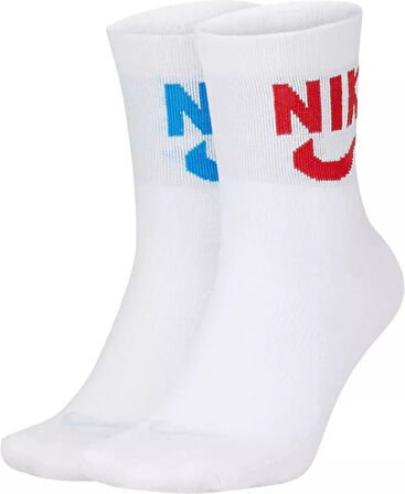Nike Dri Fit Heritage Ankle Unisex Sock Çorap 2 li Beyaz 