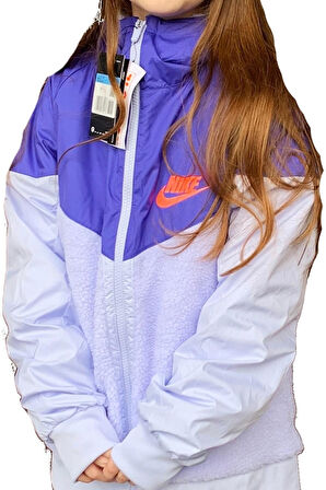 Nike Sportswear Kids Unisex Fleece Çocuk Polar Kapüşonlu Ceket Mor