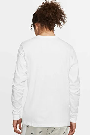 Nike Sportswear Men's Long-Sleeve T-Shirt Erkek Sweatshirt Beyaz