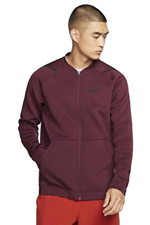 Nike Pro Dri Fit Full Zip Sportswear Jacket Erkek Fermuarlı Spor Ceket Bordo