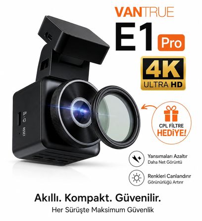 Vantrue Element1 PRO 4K UHD Wi-Fi CPL Filitre Hediyeli Mini Araç Kamerası