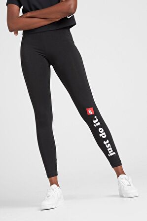 Nike Sportswear Club Leggings Leg-A-See Swoosh, Pamuklu Siyah Swoosh Tayt CJ