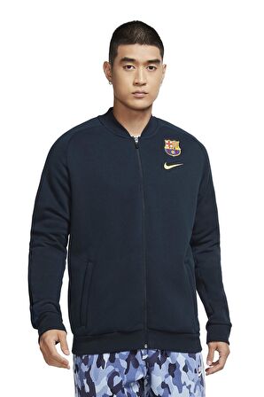 Nike Sportswear FC Barcelona Navy Bomber Jacket Lacivert Ceket