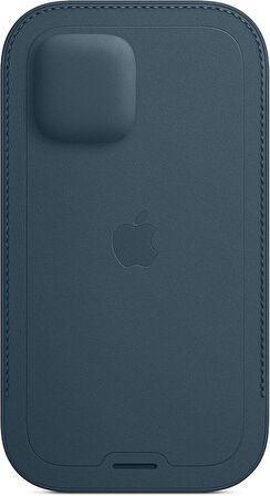 Apple iPhone 12 ve iPhone 12 Pro Magsafe Özellikli Baltık Mavisi Deri Zarf Kılıf - Outlet