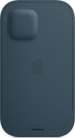 Apple iPhone 12 ve iPhone 12 Pro Magsafe Özellikli Baltık Mavisi Deri Zarf Kılıf - Outlet
