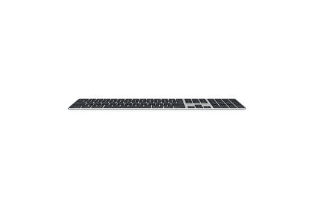 Apple Touch ID özellikli ve Sayısal Tuş Takımlı Magic Keyboard: Bluetooth, şarj edilebilir. Apple çipe sahip Mac bilgisayarlarla çalışır; Almanca, Siyah tuşlar