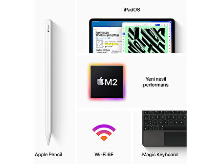 APPLE 6.Nesil iPad Pro 12.9" (M2 Çip) WIFI 2TB Tablet Gümüş MNY03TU/A