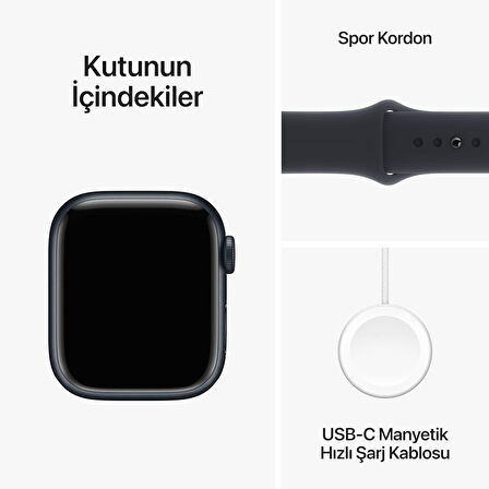 Apple Watch Series 9 GPS 41mm M-L Gece Yarısı Alüminyum Kasa ve Gece Yarısı Spor Kordon Akıllı Saat - Outlet