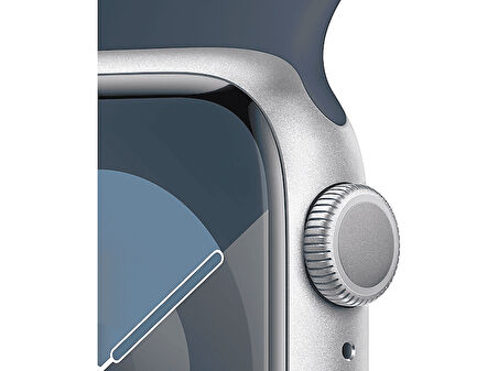 APPLE Watch Series 9 GPS + Cellular MRJ33TU/A  41 mm Gümüş Rengi Paslanmaz Çelik Kasa ve Fırtına Mavisi Spor Kordon - M/L