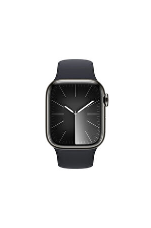 APPLE Watch Series 9 GPS + Cellular MRJ93TU/A  41 mm Grafit Paslanmaz Çelik Kasa ve Gece Yarısı Spor Kordon - M/L
