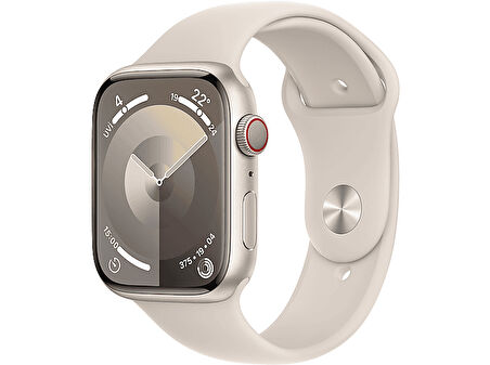 APPLE Watch Series 9 GPS + Cellular MRM93TU/A 45 mm Yıldız Işığı Alüminyum Kasa ve Yıldız Işığı Spor Kordon - M/L