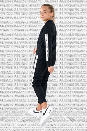 Nike Sportswear Tracksuit Black Kız Çocuk Eşofman Takımı Siyah Beyaz