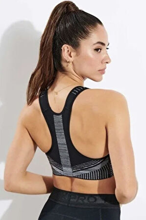 Nike FE/NOM Flyknit Women's High Support Non Padded Sports Kadın Bra Siyah Gri Beyaz
