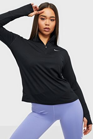 Nike Dri-Fit Element Women's Running Half Zip Top 1/4 Fermuarlı Koşu Antrenman Üstü Siyah