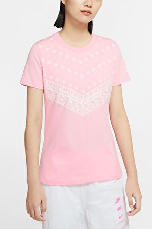 Nike Sportswear Bandana Printed Short-Sleeve Top Pembe Tişört