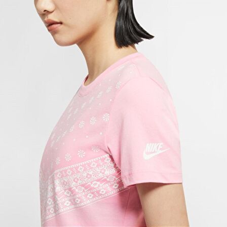 Nike Sportswear Bandana Printed Short-Sleeve Top Pembe Tişört