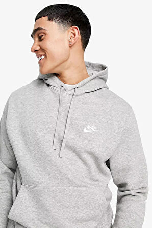 Nike Sportswear Club Hoodie Pullover Erkek Kapüşonlu Sweatshirt Gri