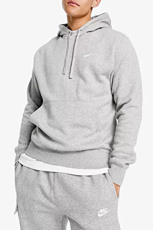 Nike Sportswear Club Hoodie Pullover Erkek Kapüşonlu Sweatshirt Gri