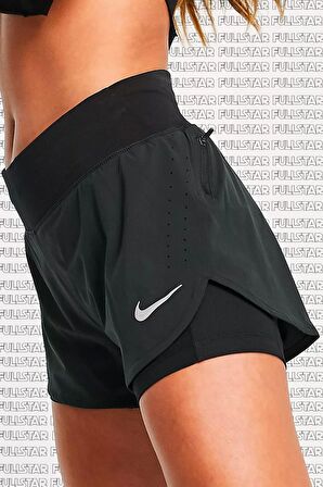 Nike Eclipse Flex 2 in 1 Running Shorts Taytlı Koşu Antrenman Şortu Siyah